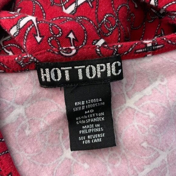 Hot Topic Nautical Skater Dress M Red Anchor Sleeveless Back Cutout Stretch Knit - Picture 7 of 7